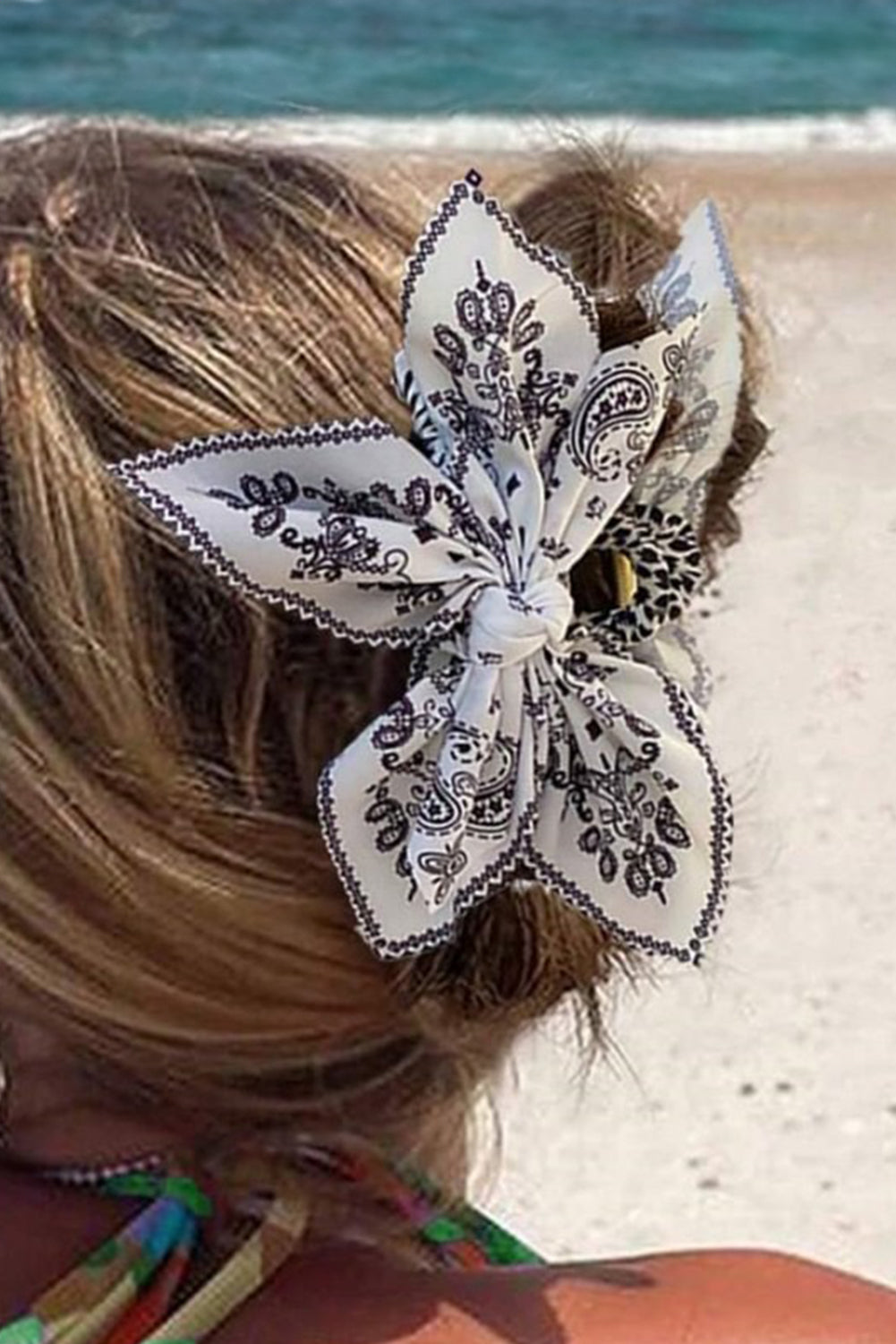 Pince à cheveux à nœud et imprimé floral cachemire