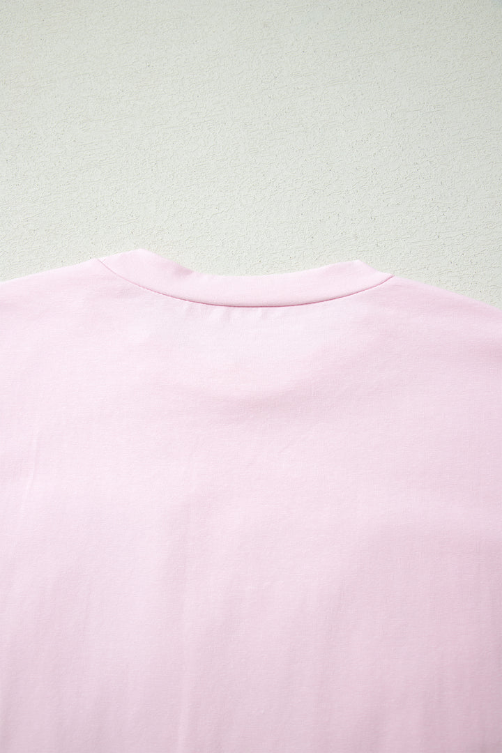 Pink PRAY Sequin Leopard Multiple Patched Graphic Tee