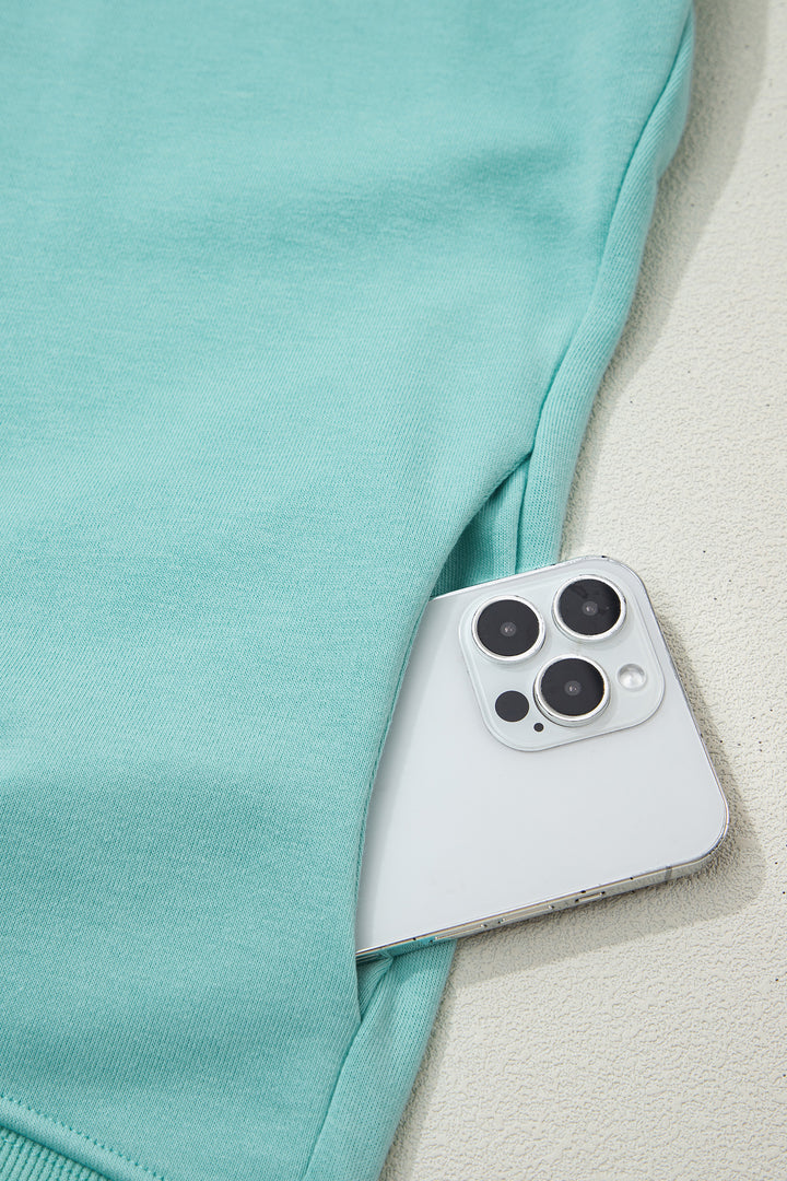 Mint Green Solid Color High Neck Cap Sleeve Loose Top
