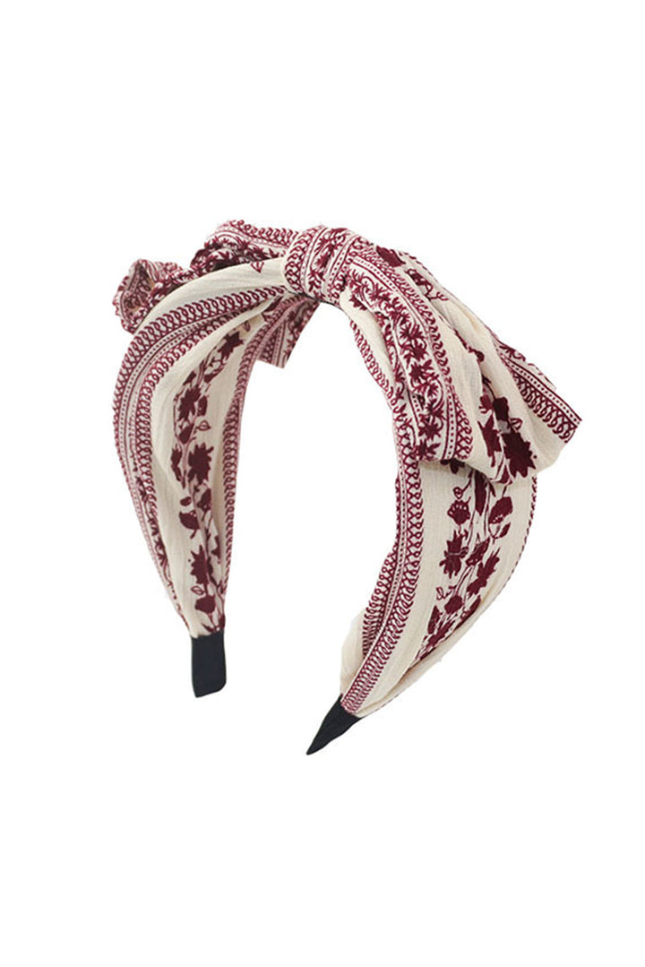 Retro Floral Vine Printed Bow Knot Headband