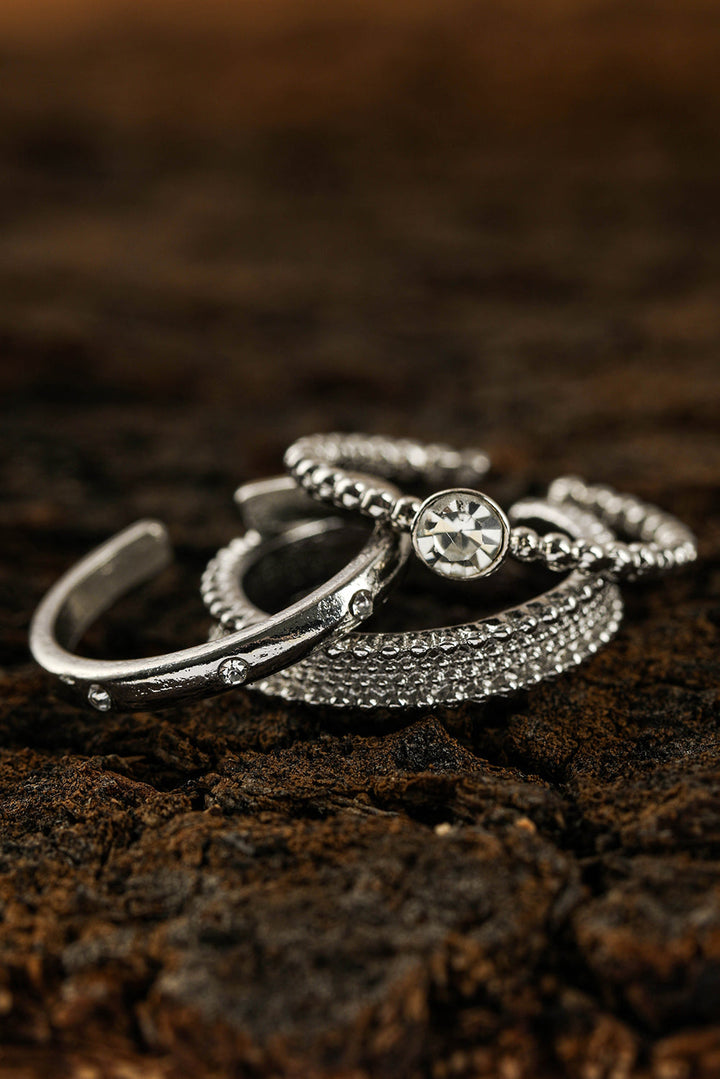 3 Stücke Ring Set mit Strasssteinen und Legierung