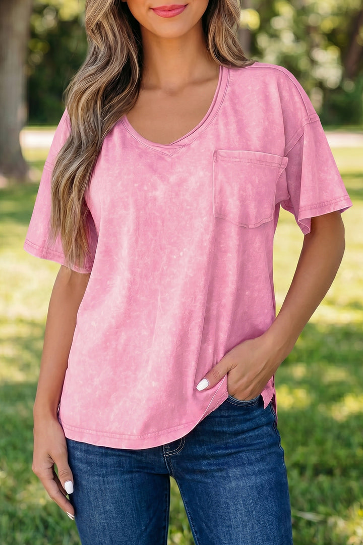 Sachet Pink Cotton Mineral Wash T Shirt