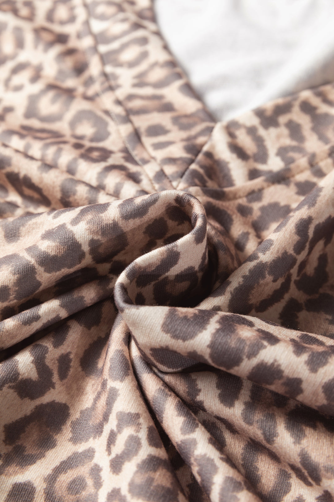 Light French Beige Leopard Print Pullover Mini Skirt 2pcs Set