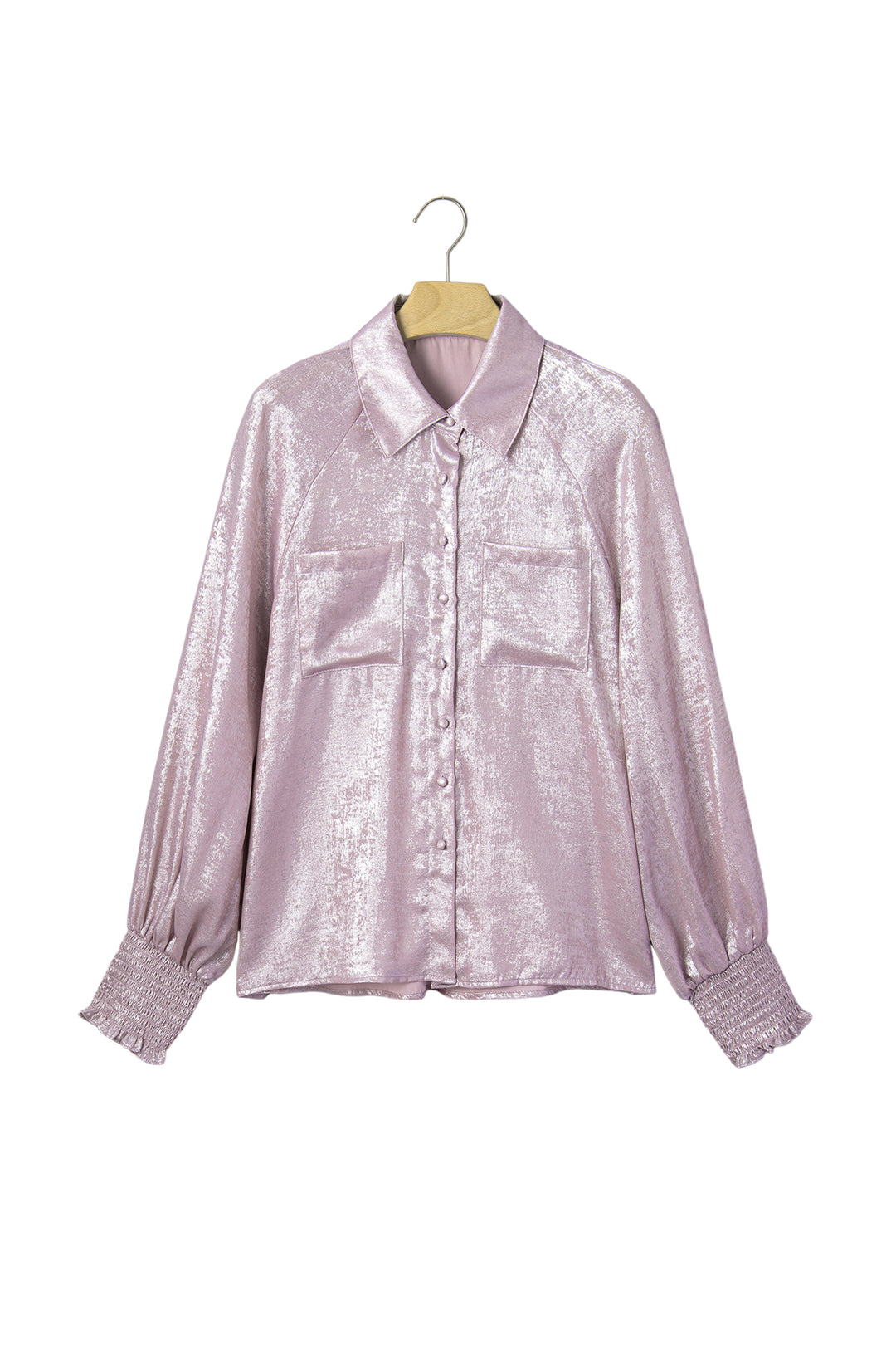 New Delicacy Long Sleeve Button Front Ruffle Cuffs Back Paneling Shirt