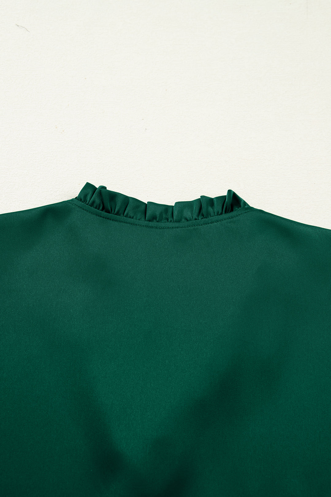 Solid Color Frilled V Neck Bow Detail 3/4 Sleeve Blouse