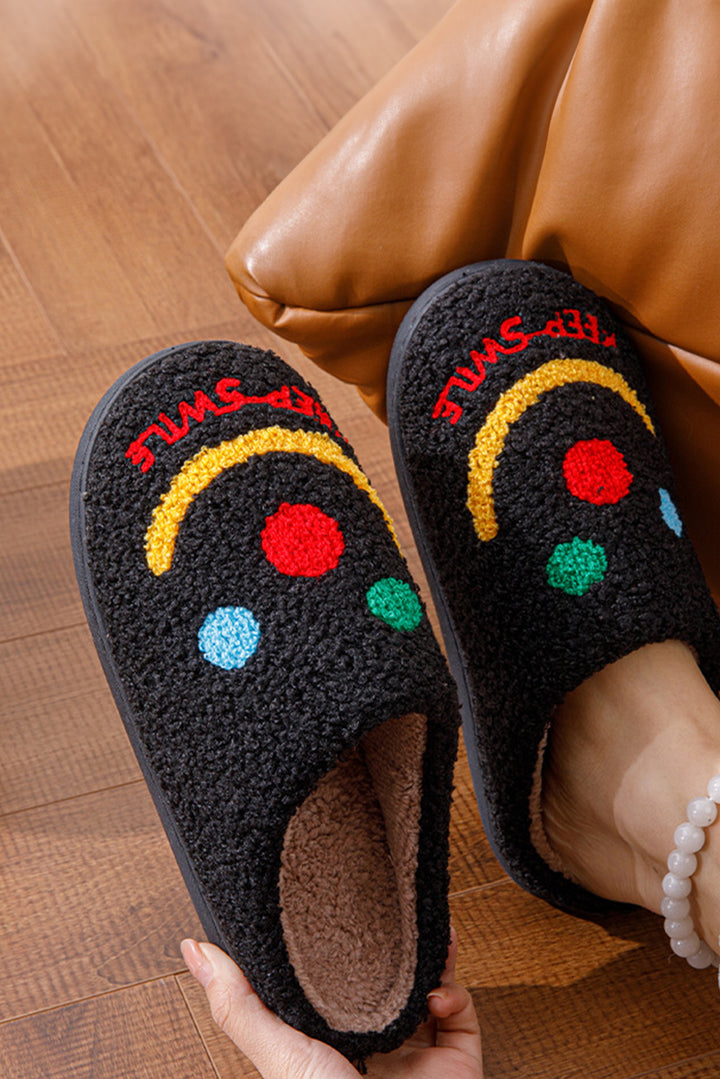 Chaussons d'intérieur imprimés Sherpa Keep Smile