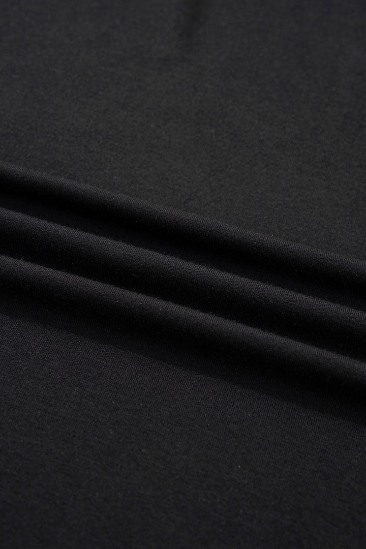 Black Solid Color Oversize Tee Tie Wrap Mini Skort 2pcs Set