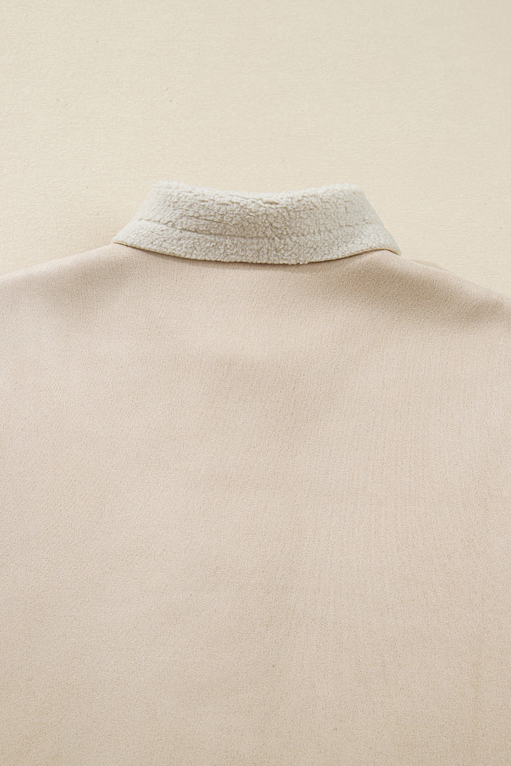 Parchment Suede Sherpa Lined Western Loose Jacket
