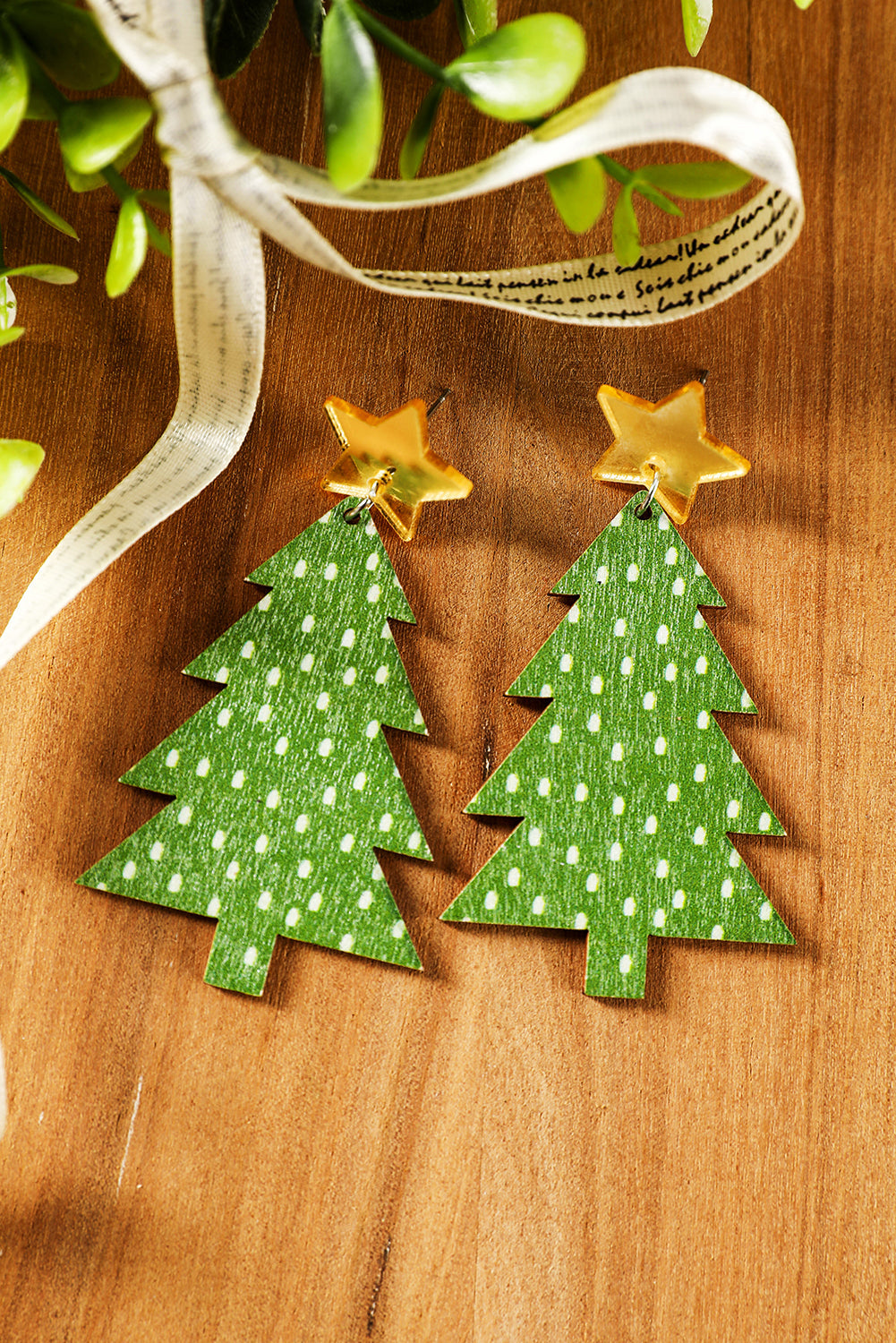 Boucles d'oreilles pendantes de Noël à pois