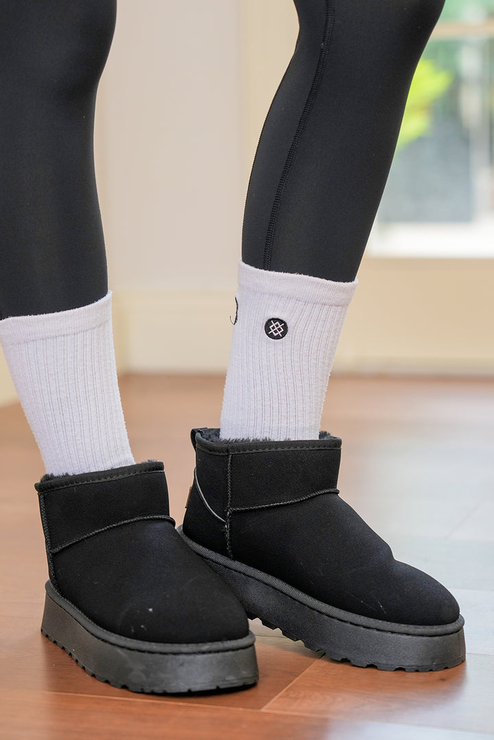 Faux Fur Lined Suede Ankle Snow Boots