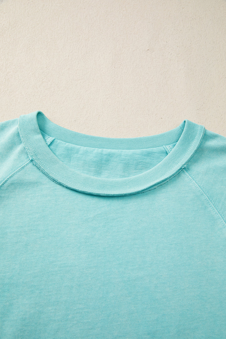 Summer Mineral Wash Raglan Sleeve Boxy Fit Cropped Tee