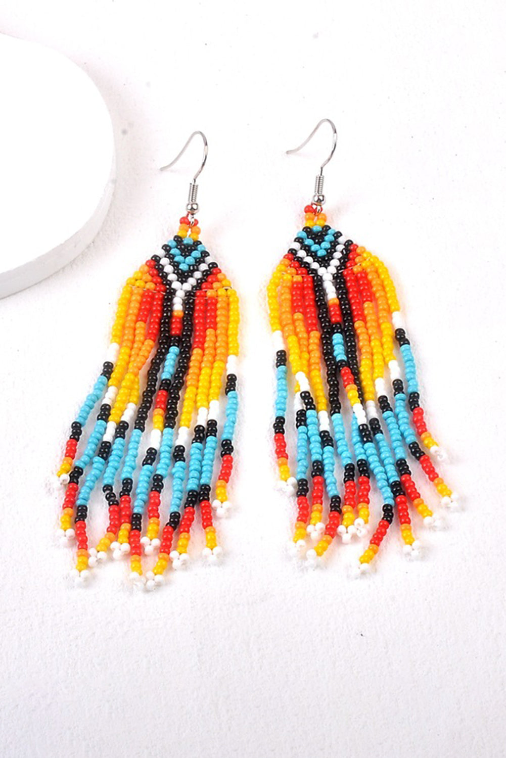 Boucle d'oreille à crochet et pompon en perles de riz occidentales