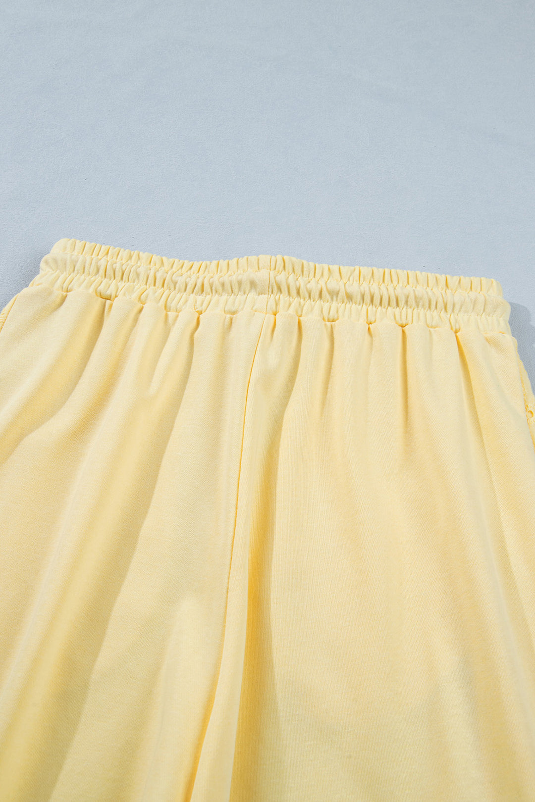 Yellow Cream Lace Patchwork Half Sleeve Top Elastic Waist Pants Two Piece Set