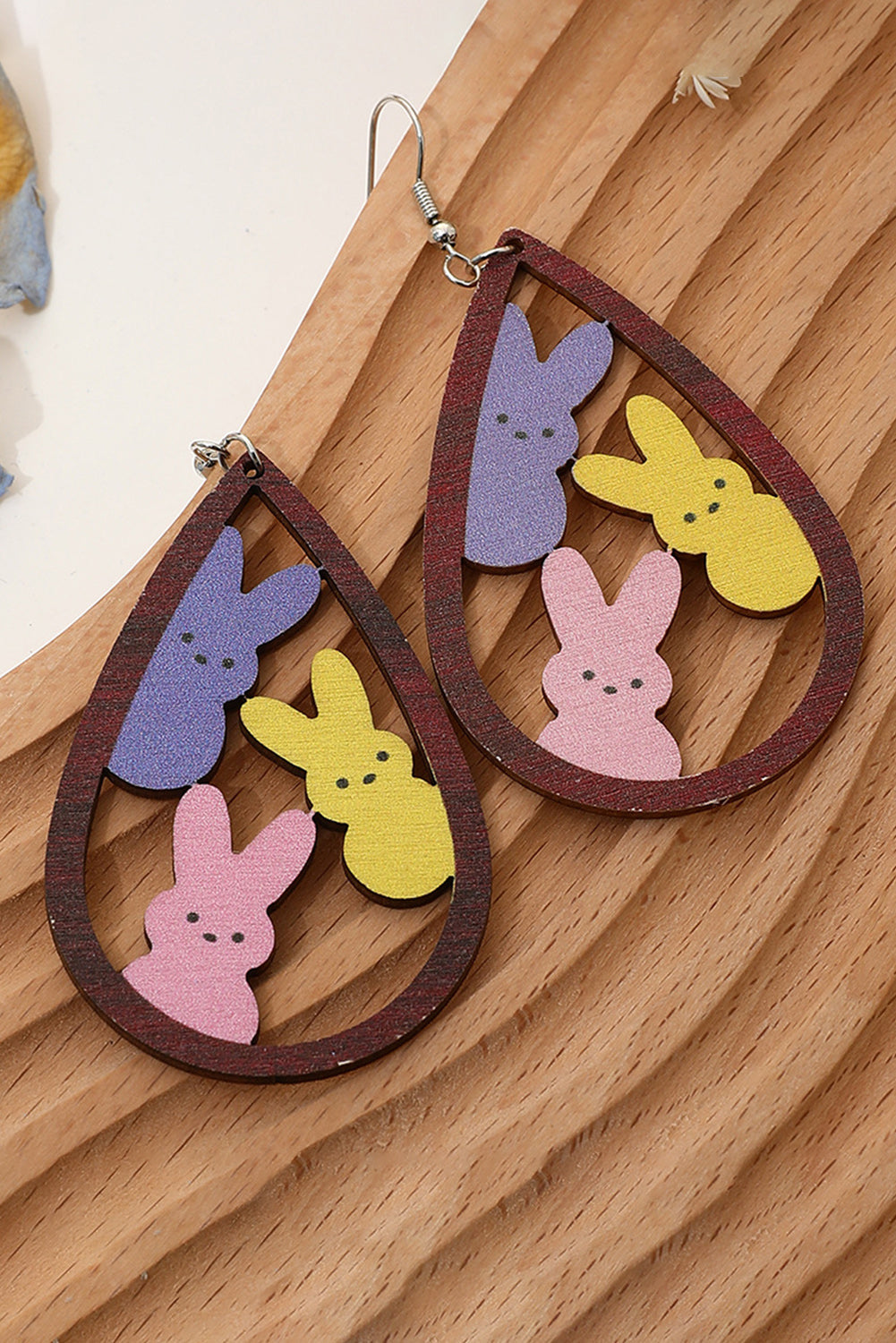 Boucles d'oreilles crochet en forme de goutte d'eau en forme de lapin de Pâques