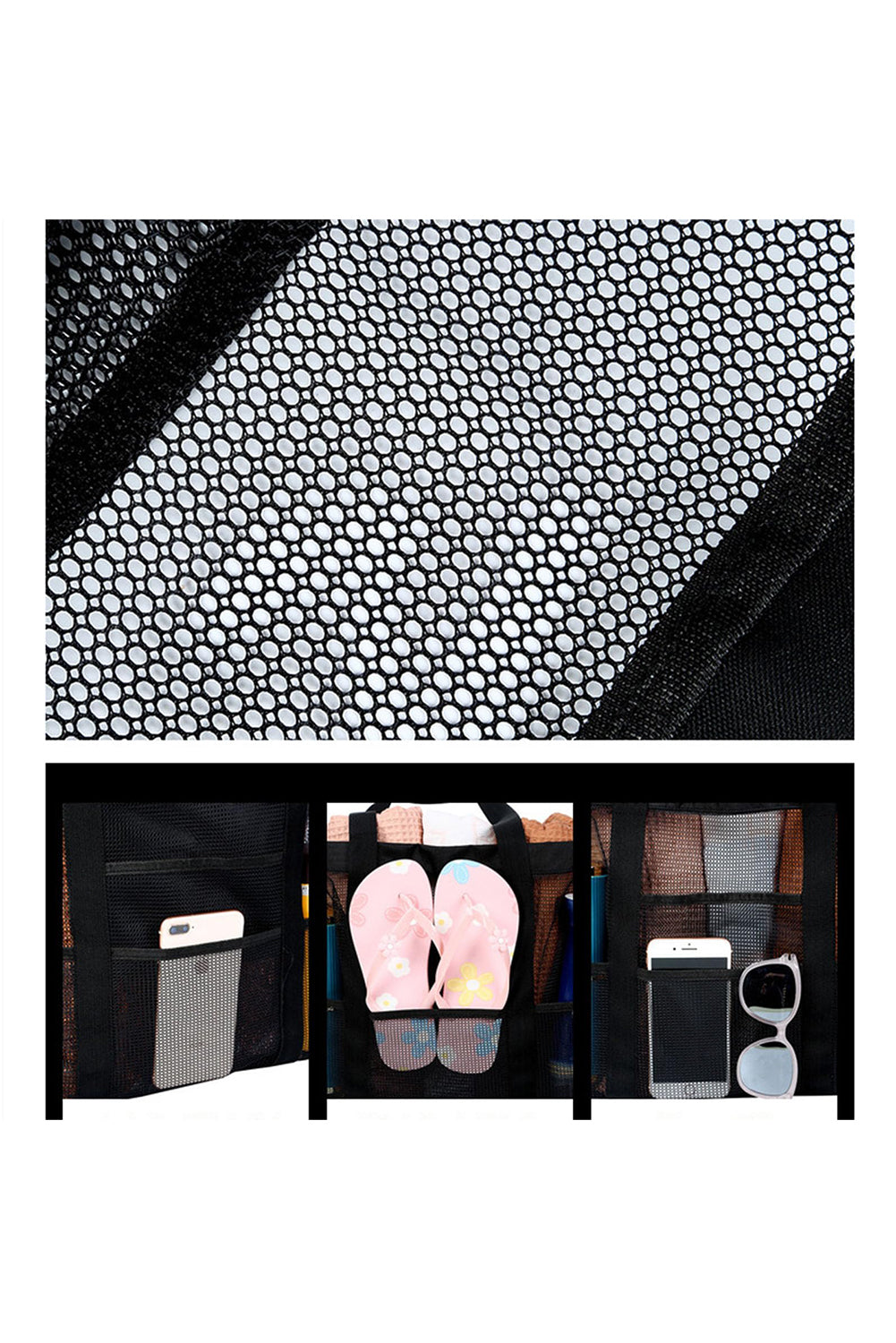 Grand sac fourre-tout en maille multi-poches