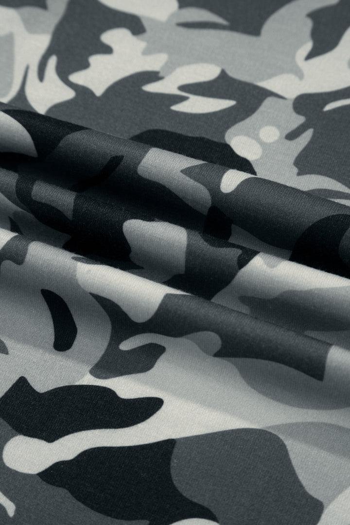 Green Camouflage Print Drawstring Casual Pants