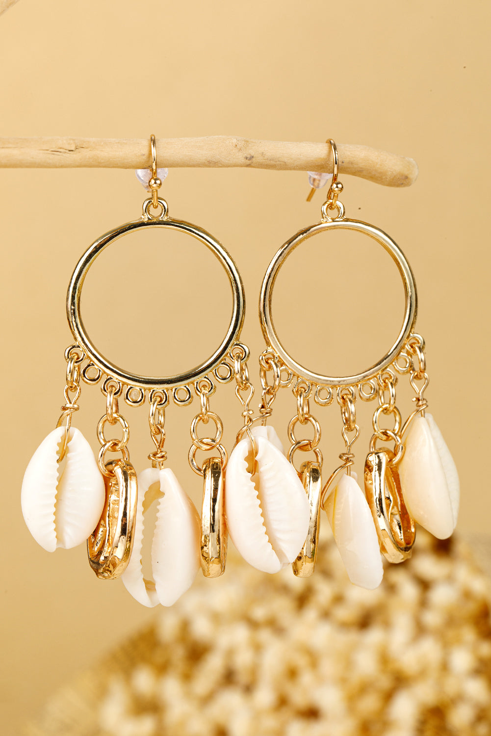 Seashell Charm Hoop Dangle Earrings