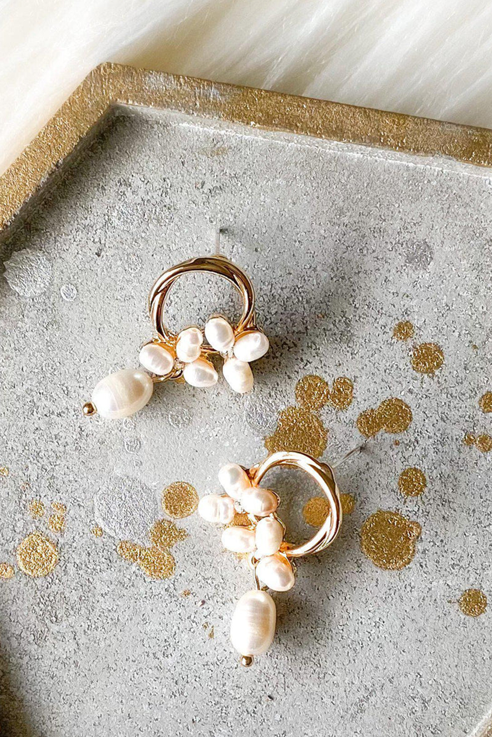 Plated Hoop Pearl Casual Wear Stud Earring