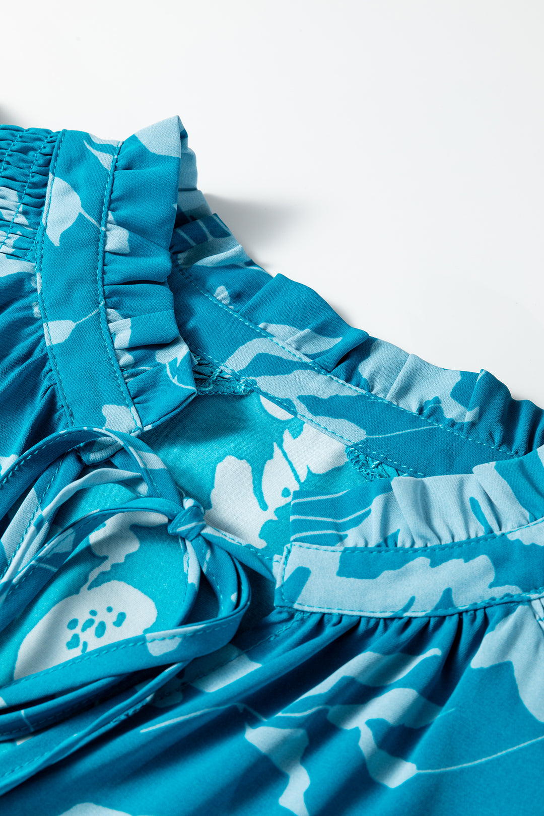 Flower Half Sleeve Tiered Ruffled Mini Dress
