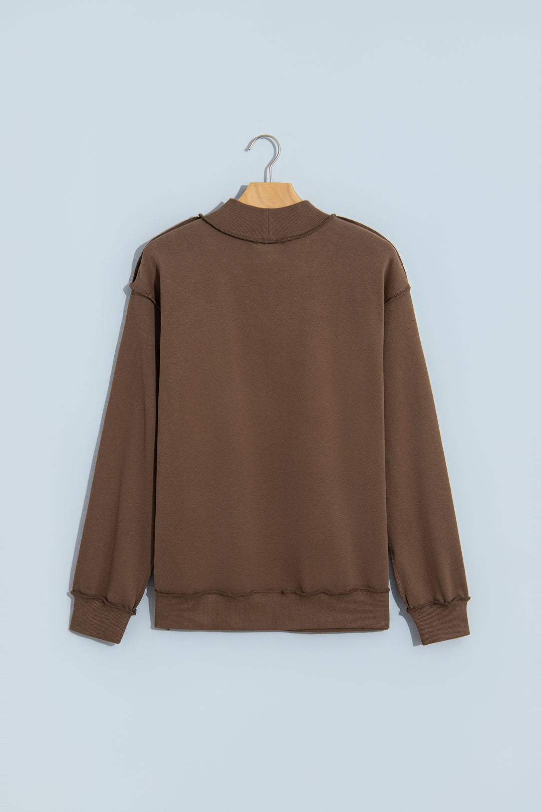 Dark Brown Jesus Saves Slogan Print Stand Neck Baggy Sweatshirt