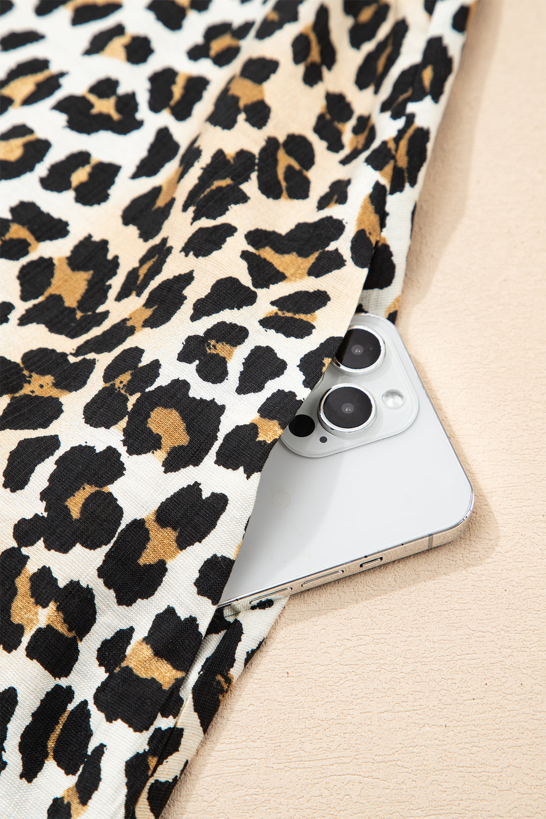 Half Buttons Short Sleeve Loose Leopard Mini Dress with Pockets