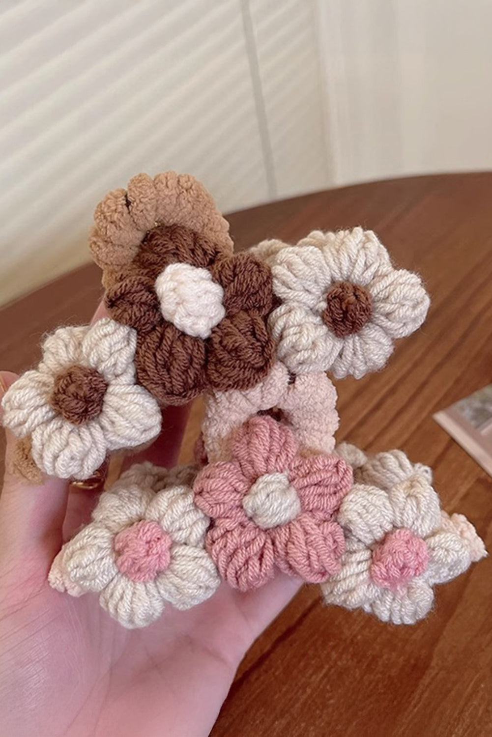 Flower Crochet Cover Large Hair Claw Clip