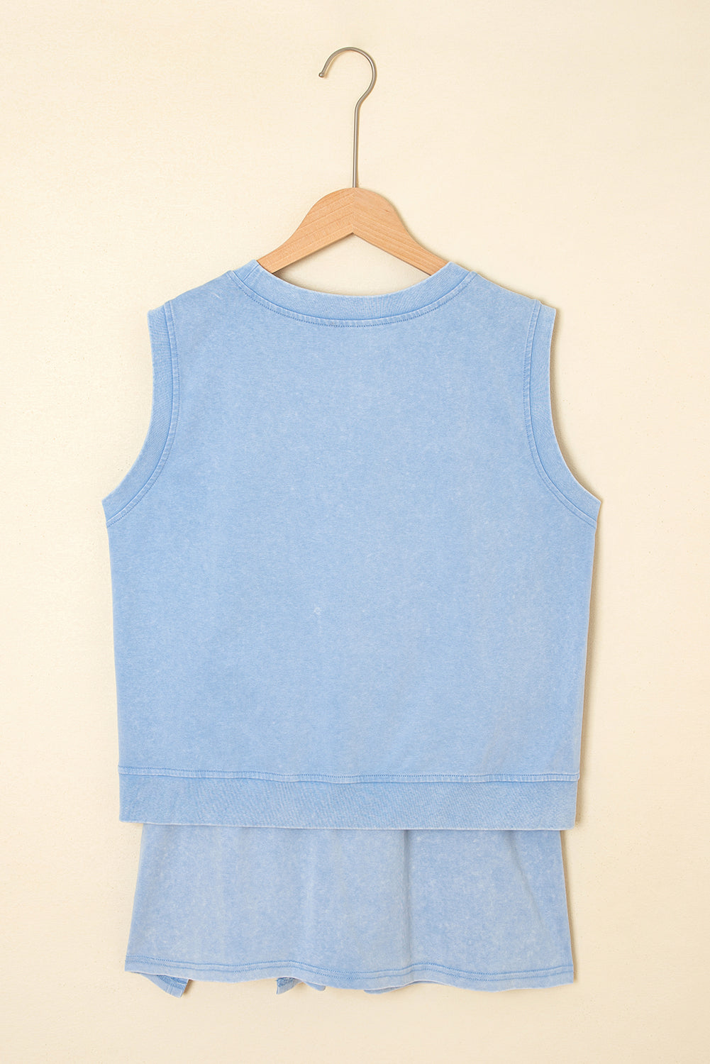 Myosotis Washed Sleeveless Top Split Skort Cotton 2pcs Outfit