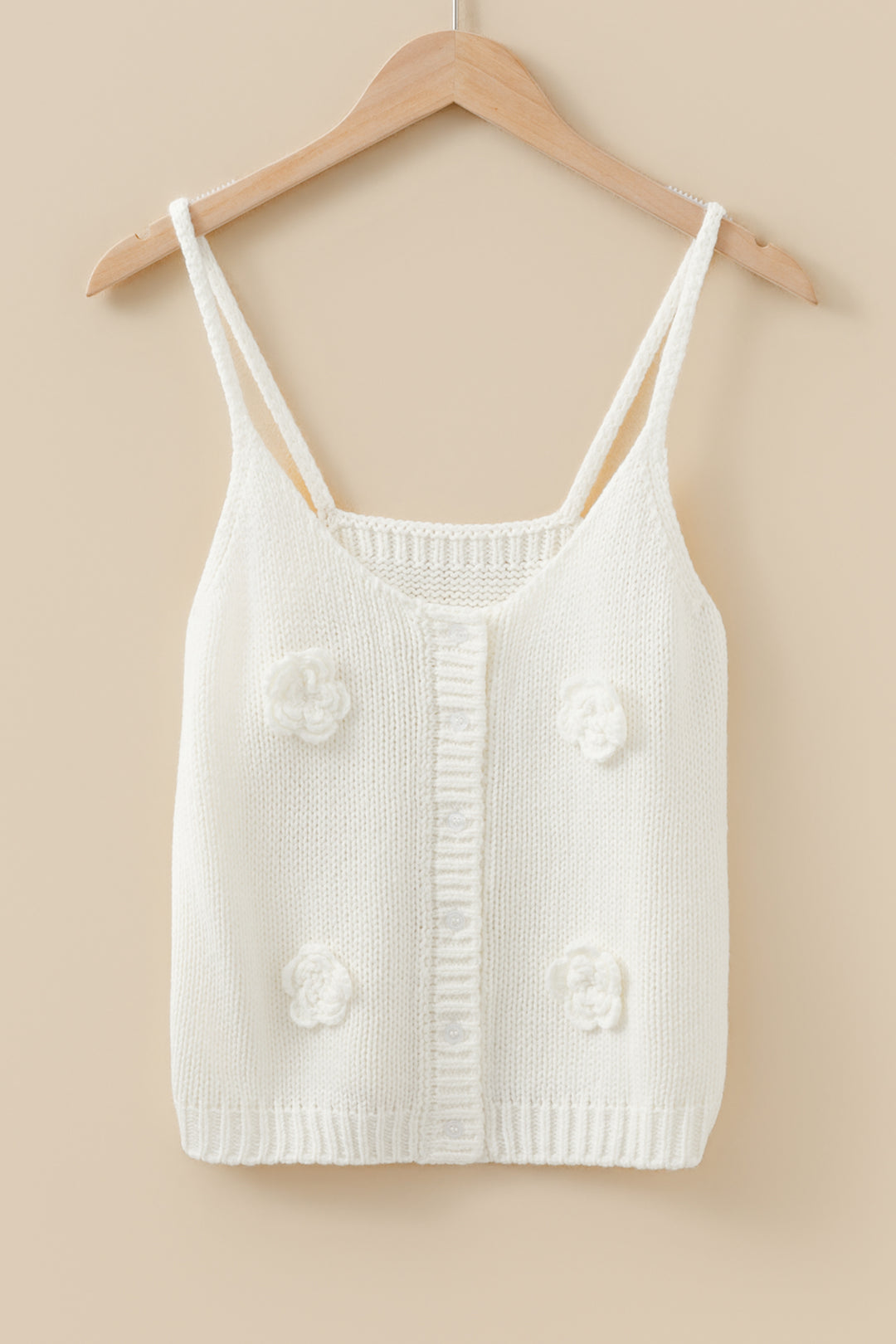 3D Flower Spaghetti Straps Sweater Vest