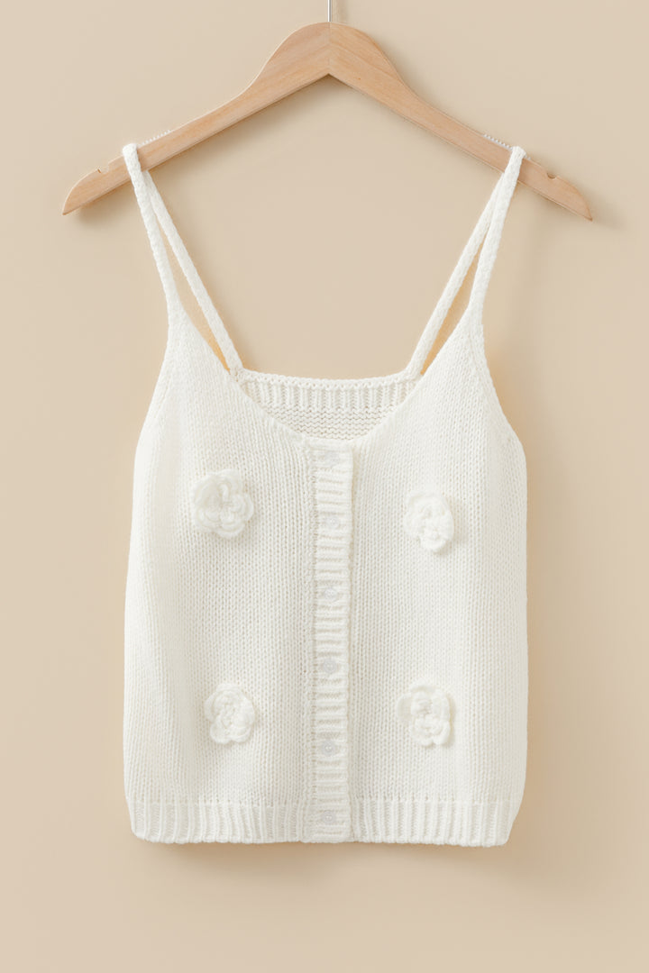 3D Flower Spaghetti Straps Sweater Vest