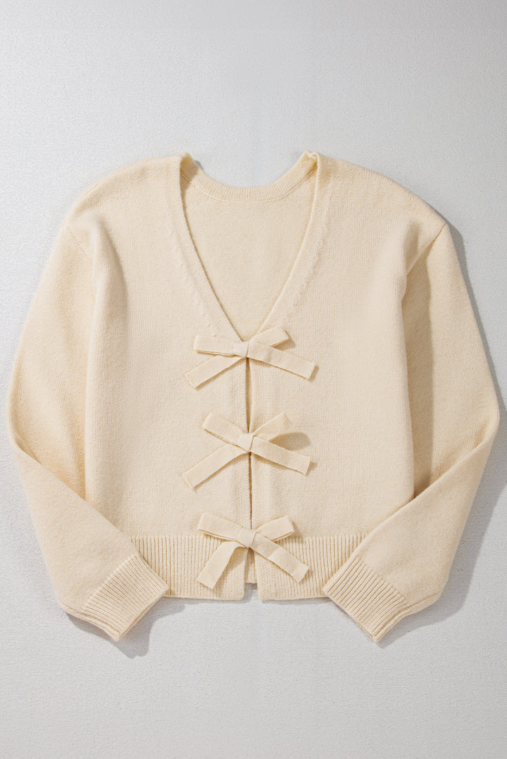 Jet Stream Bowknot Front Loose Knitted Cardigan