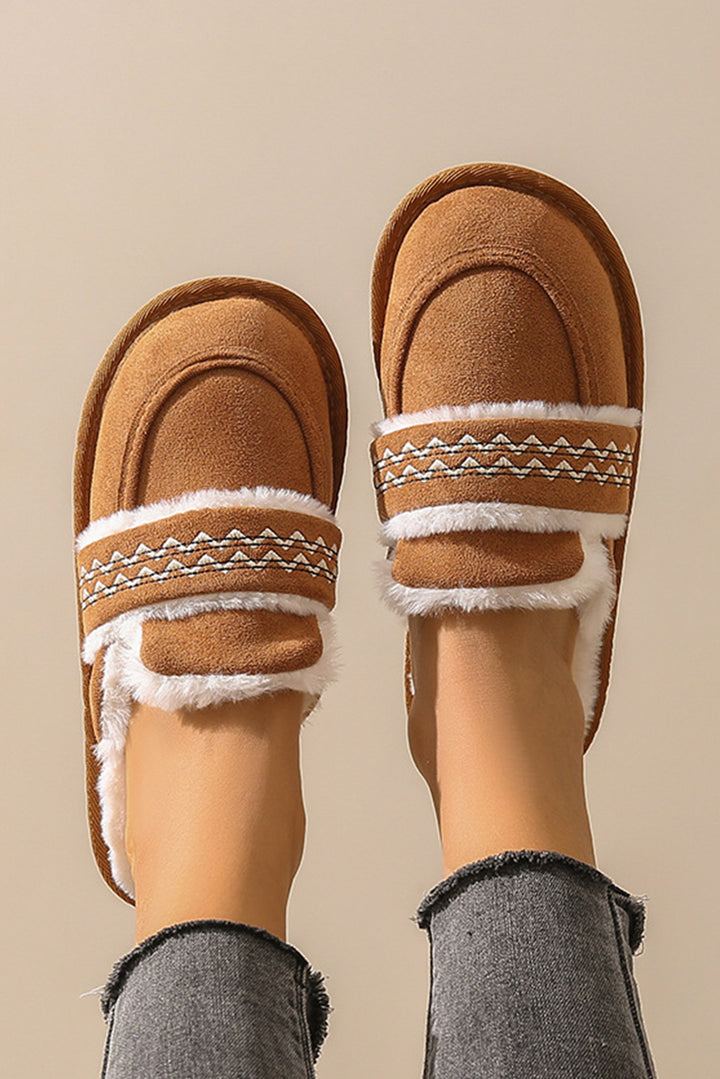 Suede Wavy Striped Plush Lined Slippers (Run Small, Size Up)