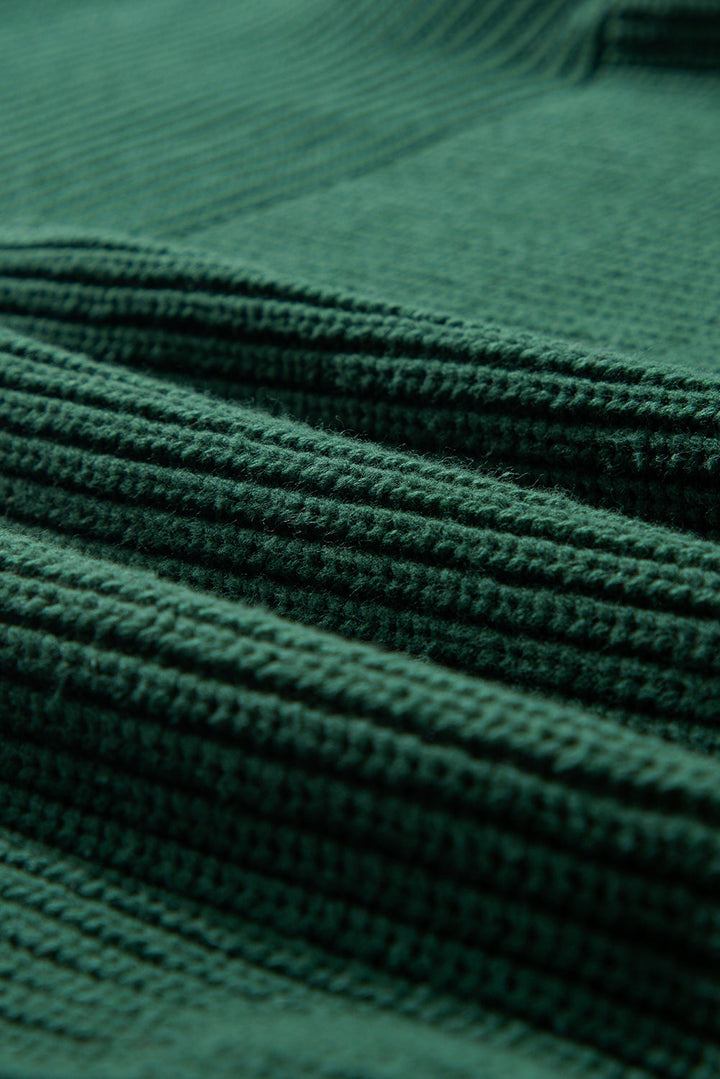 Textured Knit Crewneck Lantern Sleeve Sweater