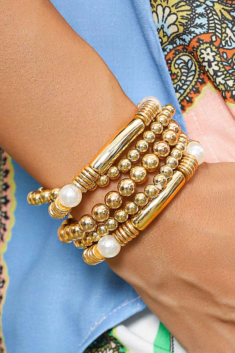 5-teiliges Armbandset mit Perlen