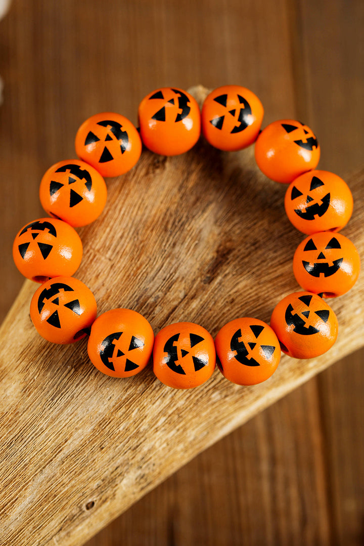 Bracelet de perles en forme de visage de citrouille d'Halloween