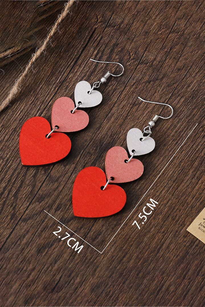 Boucles d'oreilles pendantes à plusieurs niveaux en forme de cœur pour la Saint-Valentin