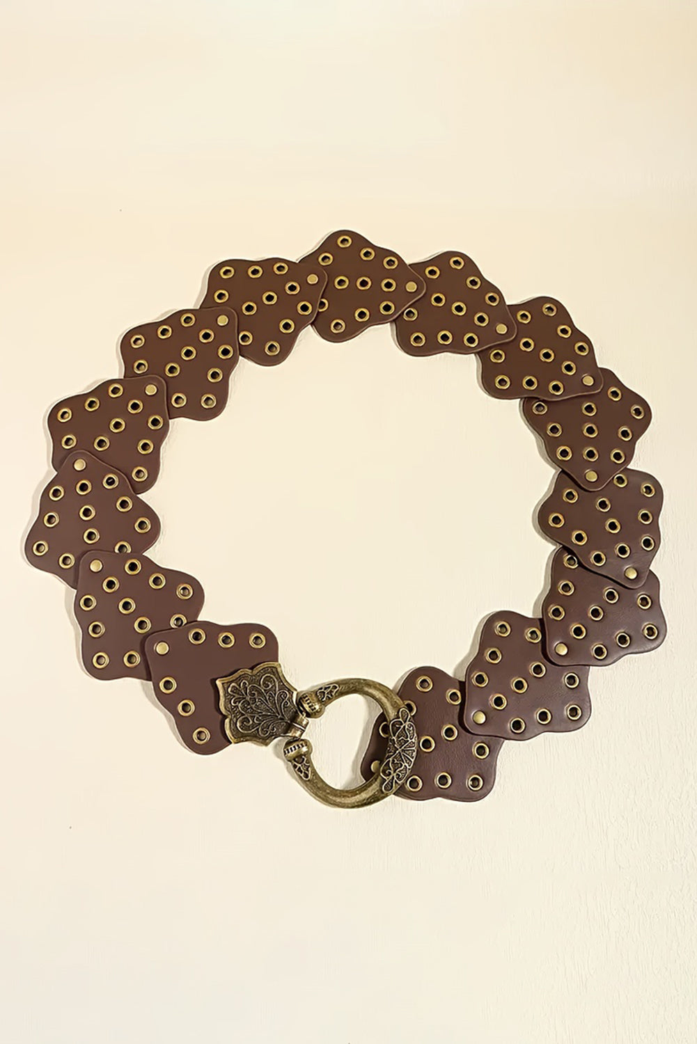 Y2K Antik Bronze Kreis Ösen Detail Western Ledergürtel