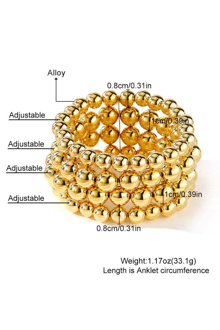Mehrlagiges, plattiertes, elastisches Perlenarmband aus Legierung