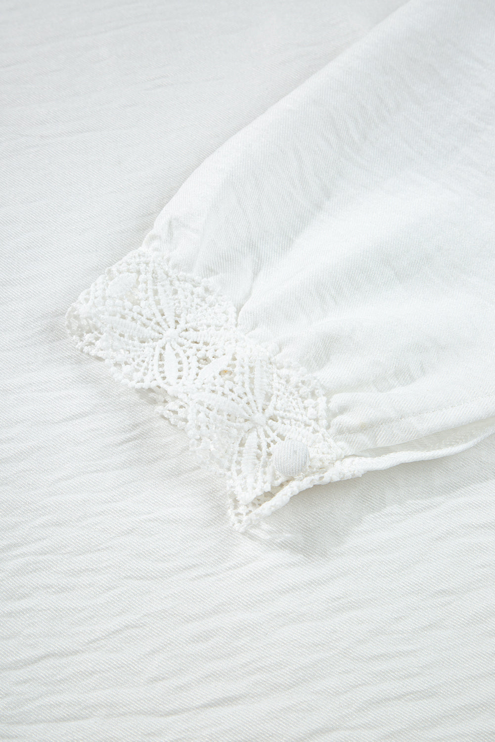 Lace Patchwork Buttoned Stand Neck Loose Shirt