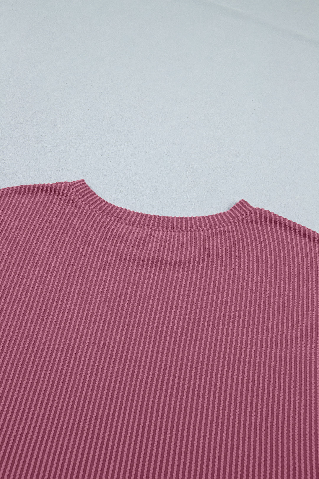 Pitaya Pink Twisted Ribbed Loose Tee Drawstring Elastic Waist 2pcs Short Set