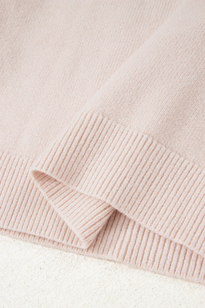 Cable Knit Ruffle Detail Contrast Floral Sleeve Patchwork Sweater