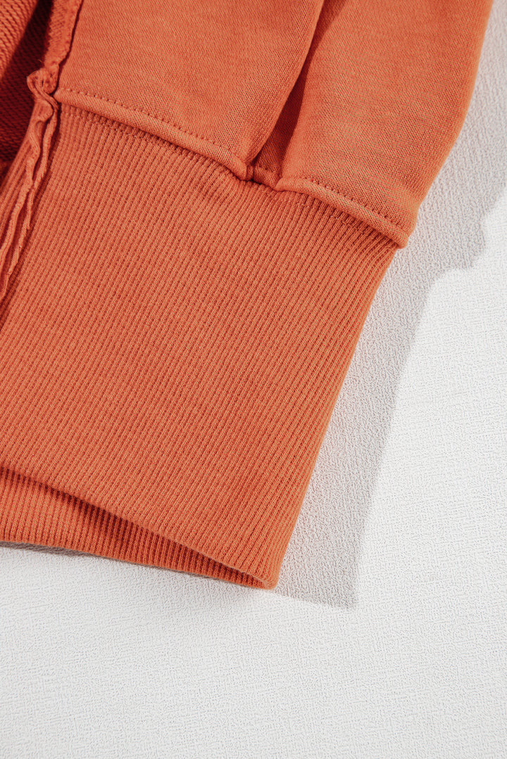 Buttoned Collared Raw Detail High Low Baggy Sweatshirt with Slits