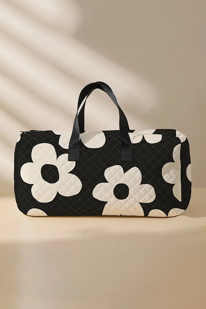 Flower Print Quilted Large Duffel Bag