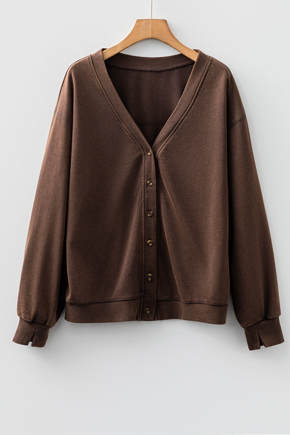 Button Front V Neck Casual Cardigan