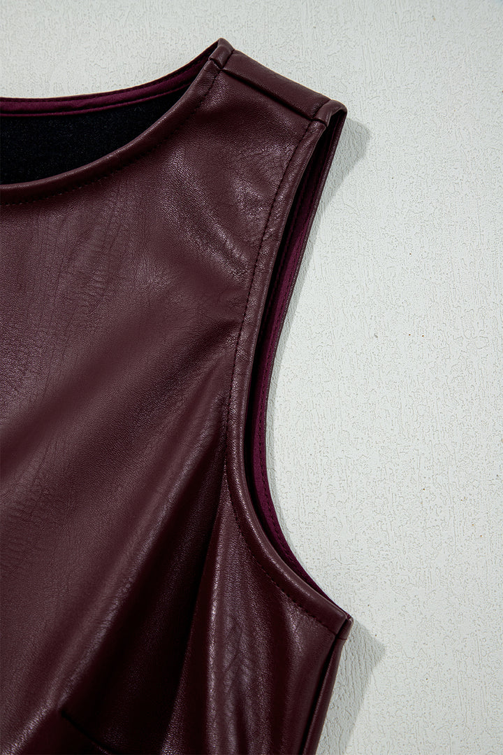 Wild Ginger  Vegan Leather Sleeveless Mini Dress