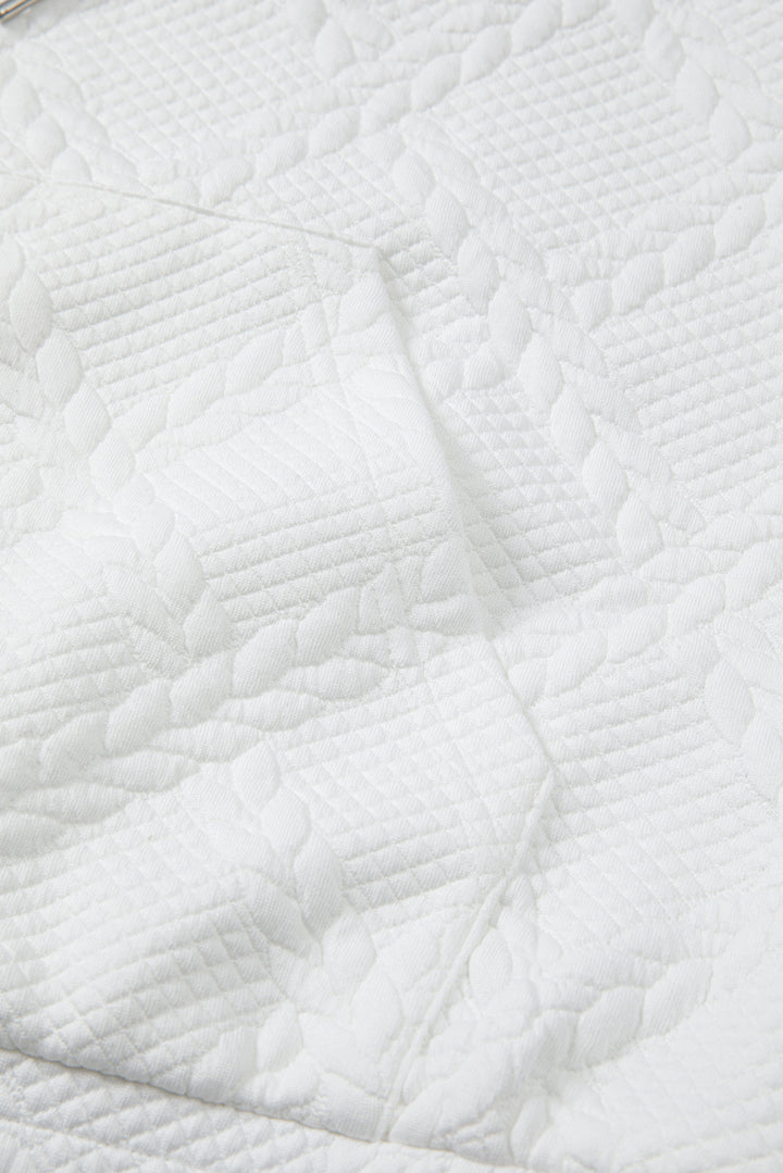 Cable Lattice Texture Kangaroo Pocket Hoodie