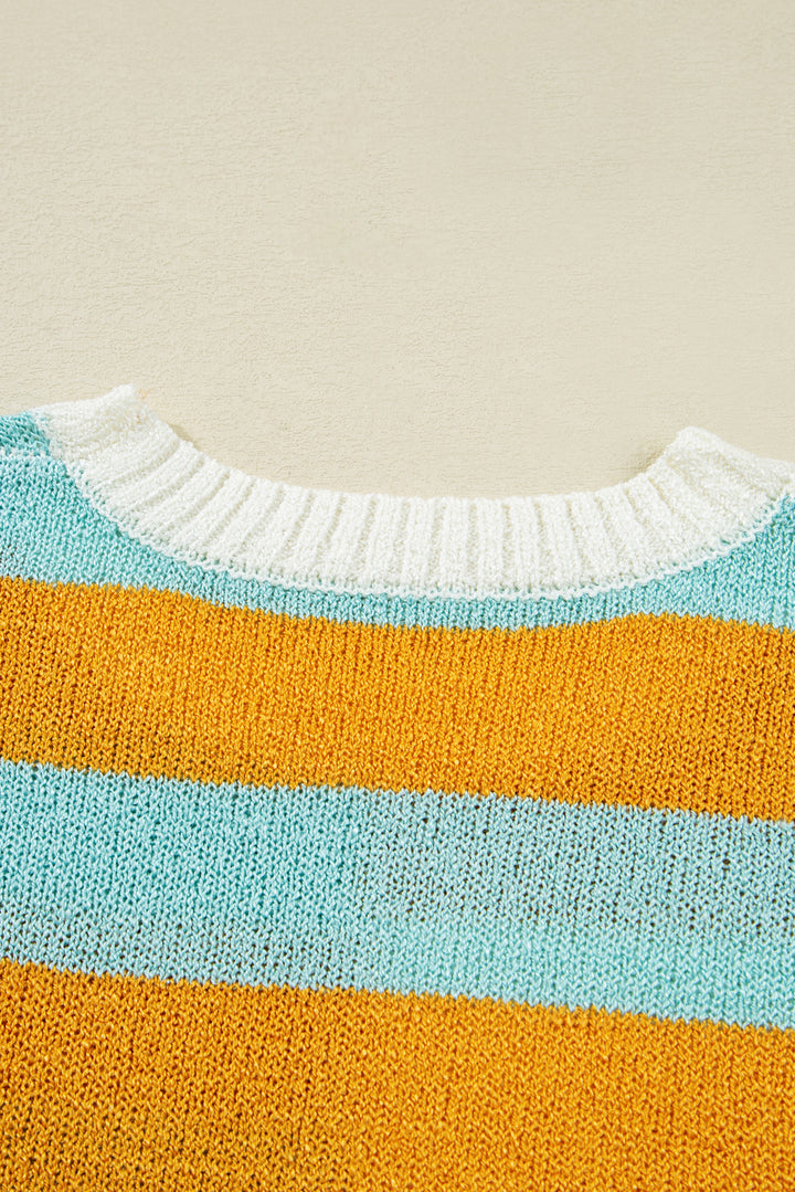 Color Block Striped Pullover Sweater