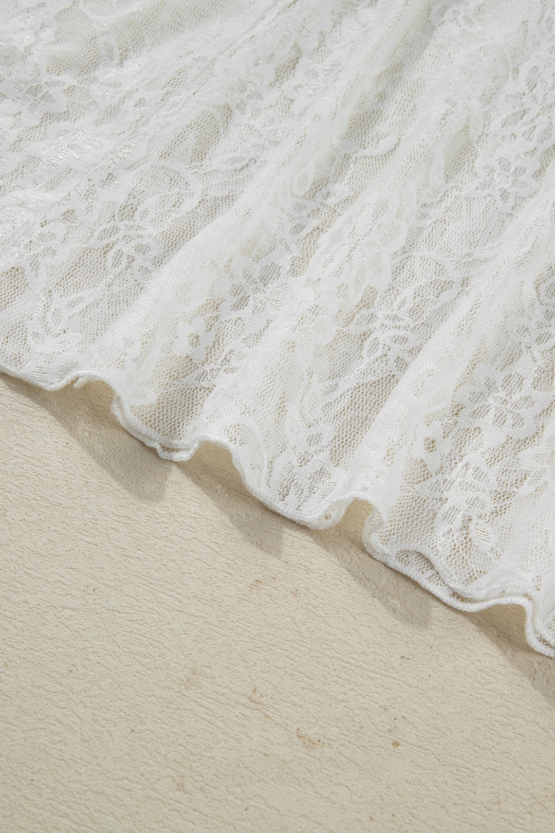Chic White Sheer Floral Lace Flowy Maxi Skirt