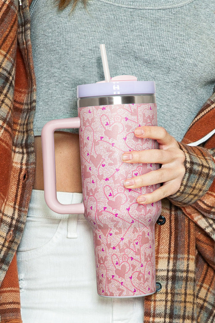 Valentine Heart Shaped Print Stainless Steel Vacuum Cup 40oz