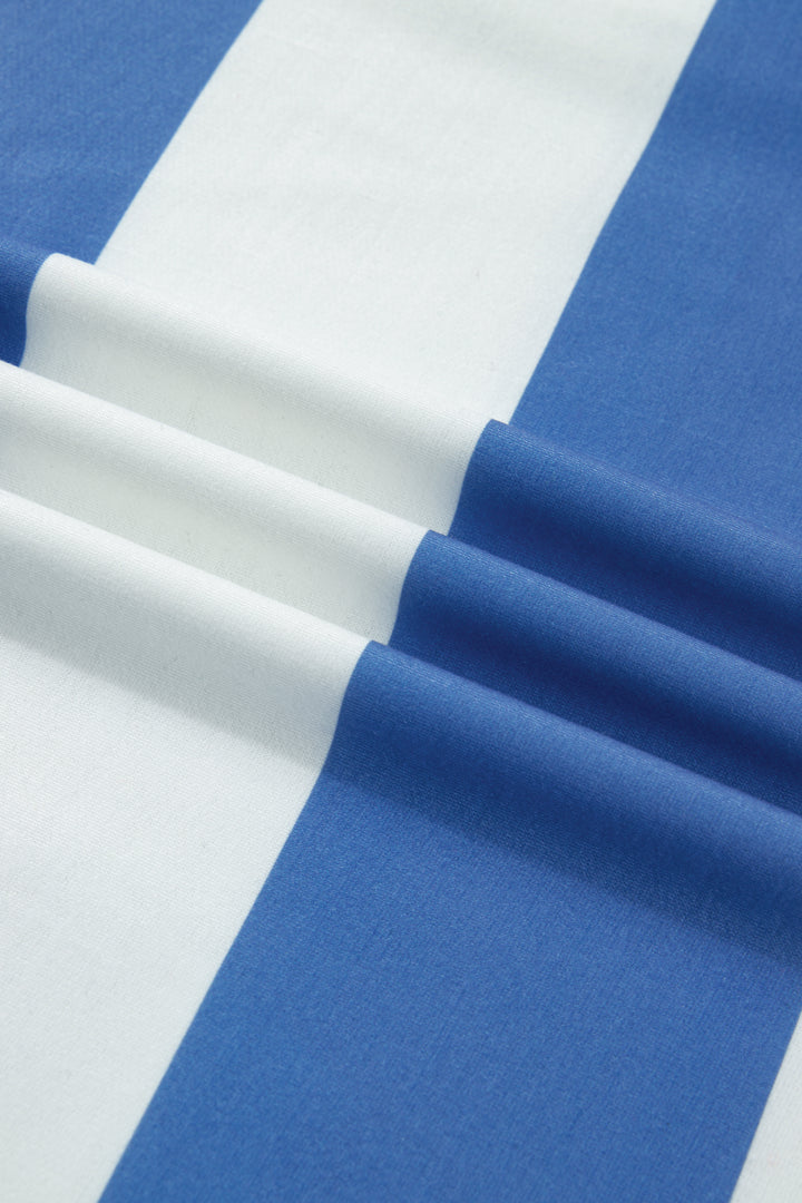 Blue Stripe Raw Seam Shoulder Detail Casual Tee Dress
