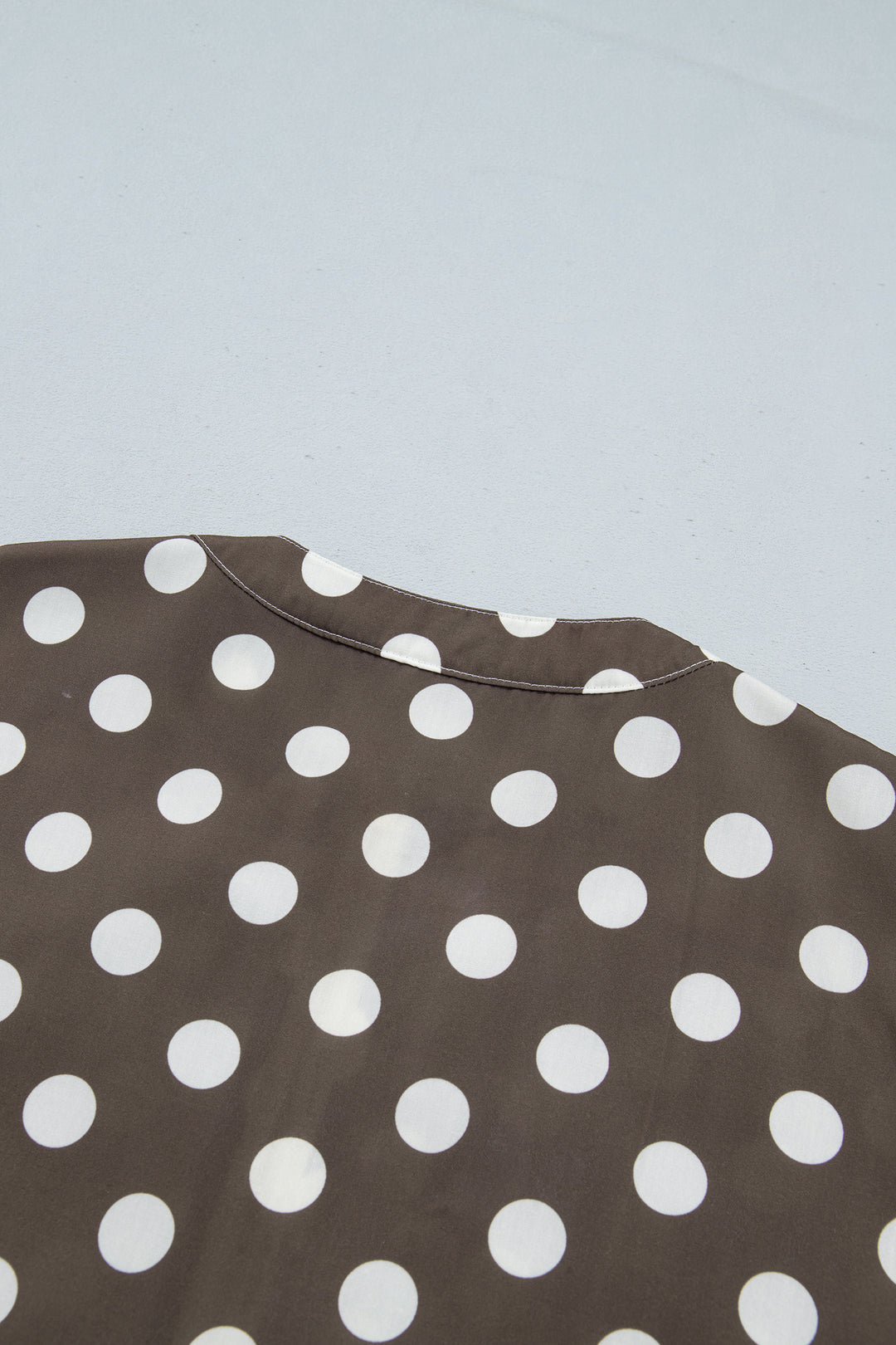 Brown Polka Dot Contrast Detail Zip-Up Long Sleeve Shacket